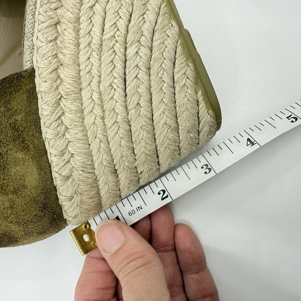 VINCE Sonora Suede Dorsay Jute Platform Wedge‎ Espadrille Sandal Women 8 Olive